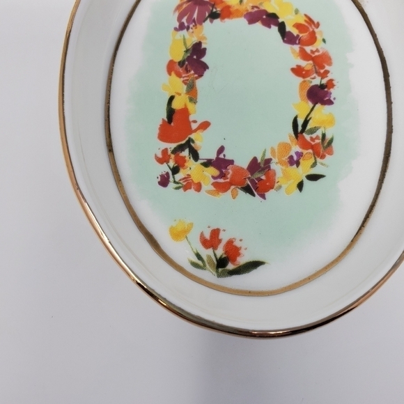 ANTHROPOLOGIE KIANA MOSLEY MONOGRAM TRINKET DISH INITIAL "D" FLOWERS MONOGRAM - Picture 5 of 10